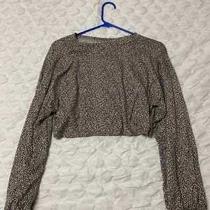 Cheeta Long Sleeve Crop Top